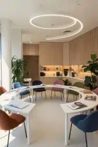 Espace de transmission en groupe organisé en cercle favorisant l'échange, le partage et la réflexion.