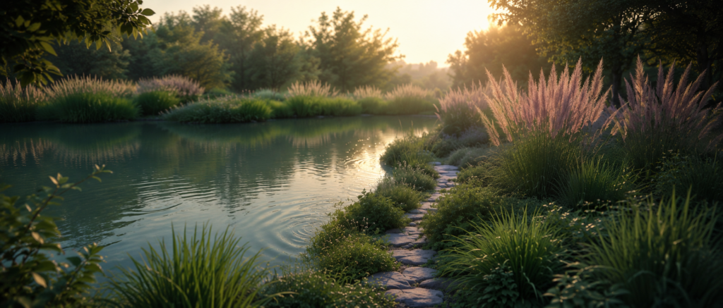 Chemin au bord de l’eau symbolisant une séance d'accompagnement holistique à Sorgues